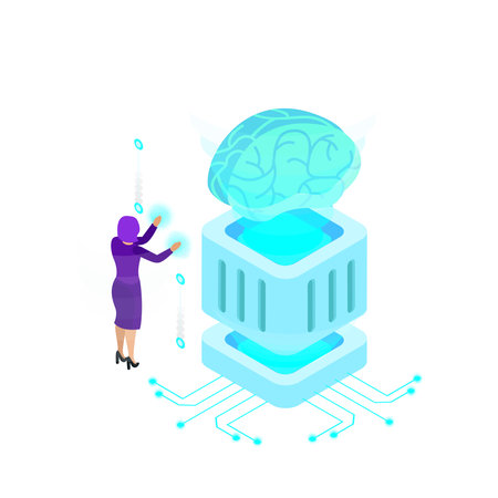 Electronic Brain Connection Compositionのイラスト素材