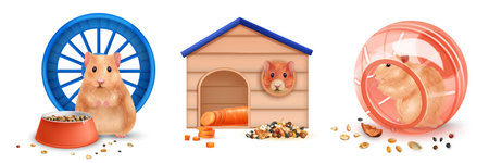 Realistic Hamster Compositionsのイラスト素材