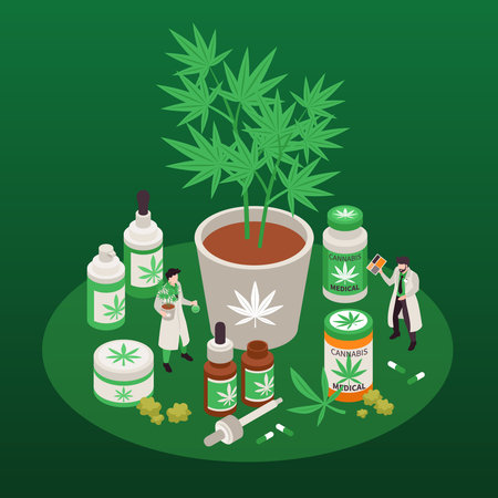 Medical Cannabis Isometric Compositionのイラスト素材