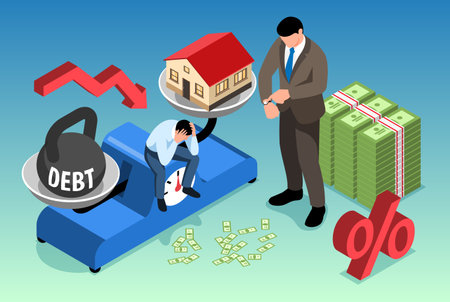 Isometric Financial Problems Compositionのイラスト素材