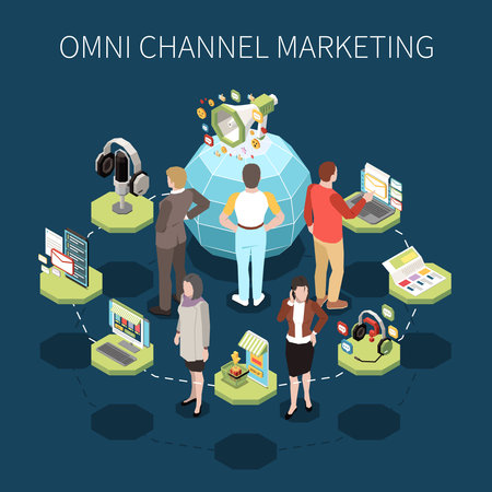 Omni Channel Marketing Isometricのイラスト素材