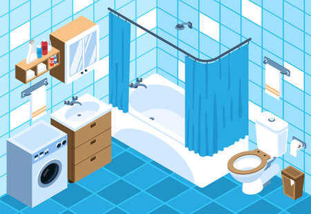Bathroom Isometric Illustrationのイラスト素材