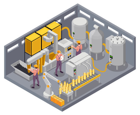 Sunflower Production Facility Compositionのイラスト素材