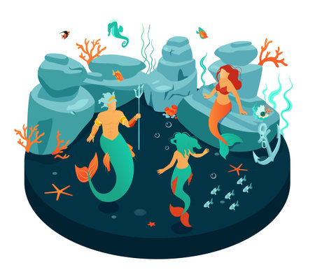 Underwater World Isolated Compositionのイラスト素材