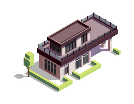 Isometric Suburban Houseのイラスト素材