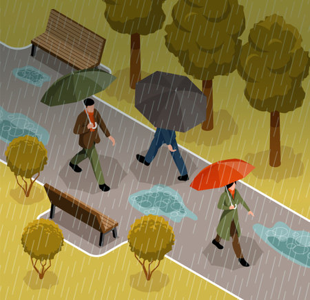 Isometric Storm Weather Colored Conceptのイラスト素材