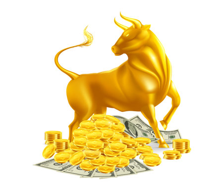 Golden Calf Realistic Compositionのイラスト素材