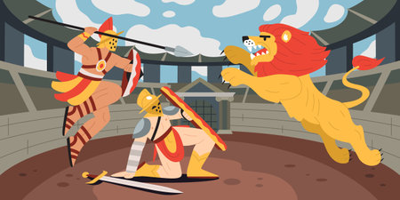 Colosseum Gladiator Fight Compositionのイラスト素材