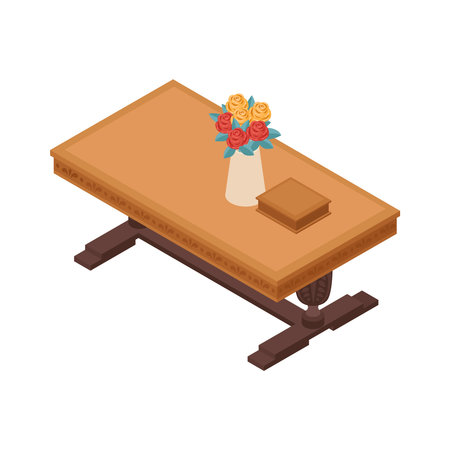 Antique Desk Isometric Compositionのイラスト素材