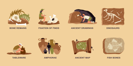 Ancient Archeology Compositions Setのイラスト素材