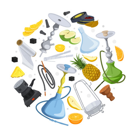 Hookah Flat Round Conceptのイラスト素材