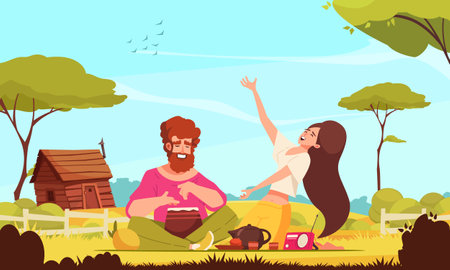 Picnic Cartoon Conceptのイラスト素材