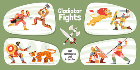 Gladiator Fights Flat Infographicsのイラスト素材