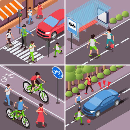 Children Road Safety Compositionのイラスト素材