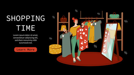 Shopping Time Flat Web Siteのイラスト素材