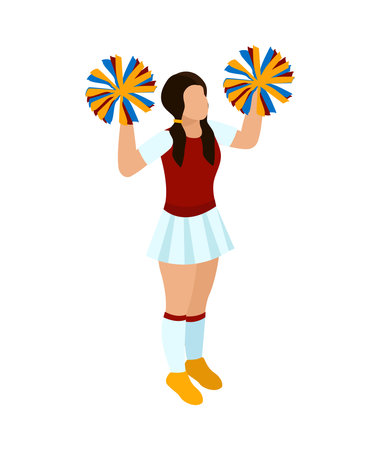 Cheerleader Isometric Professions Compositionのイラスト素材