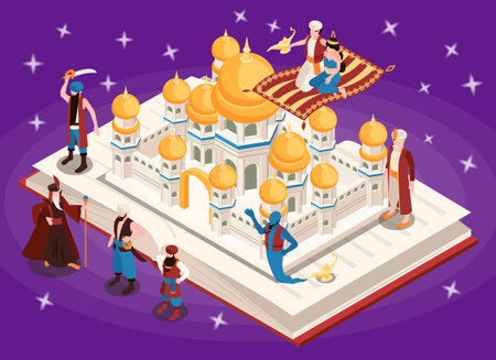 Oriental Tales Isometric Backgroundのイラスト素材