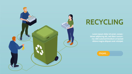 Isometric Recycling Horizontal Bannerのイラスト素材