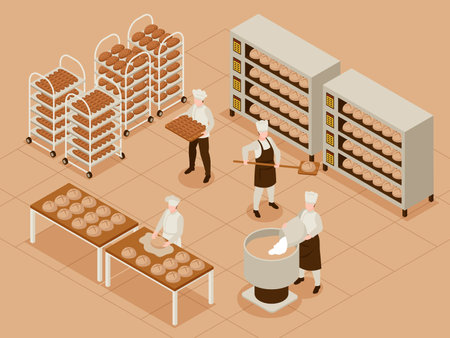 Bread Production Concept Illustrationのイラスト素材