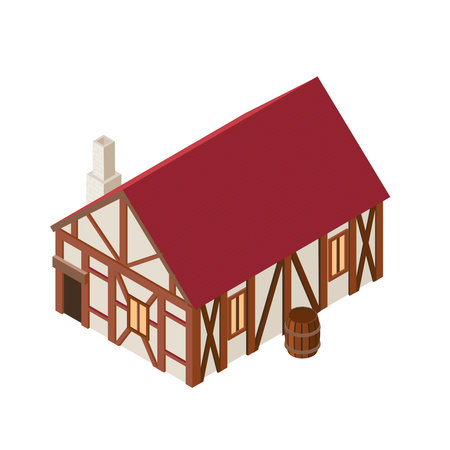 Isometric Medieval House Compositionのイラスト素材