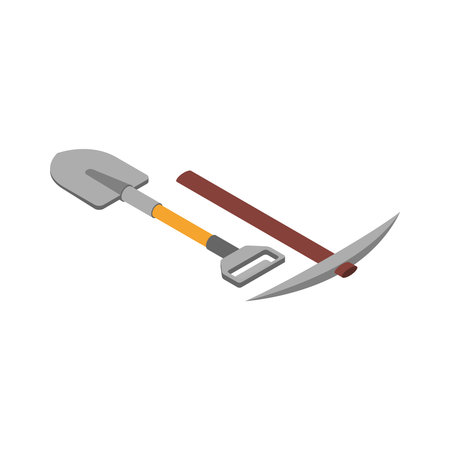 Isometric Archeology Shovel Compositionのイラスト素材