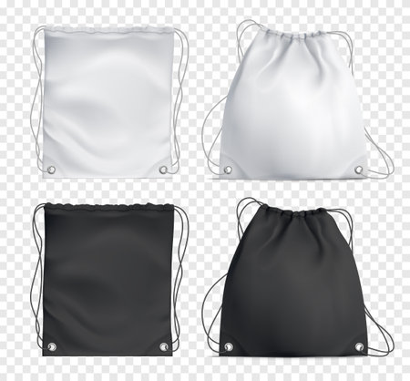 Drawstring Bag 2x2 Realistic Design Conceptのイラスト素材