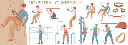 Industrial Climbers Icon Setのイラスト素材
