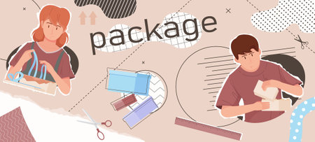 Product Package Collage Compositionのイラスト素材