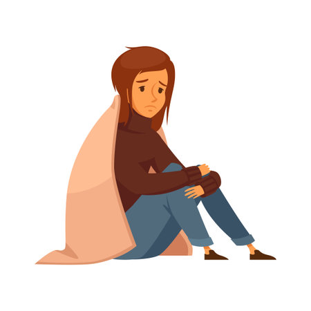 Unhappy Homeless Girl Compositionのイラスト素材