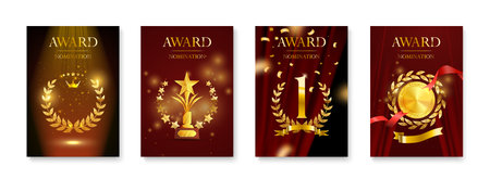 Golden Award Poster Setのイラスト素材