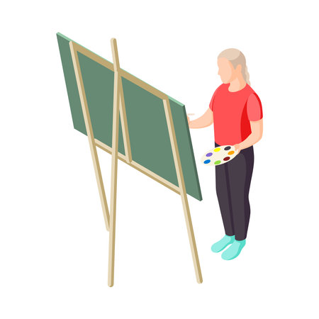 Woman Drawing Easel Compositionのイラスト素材