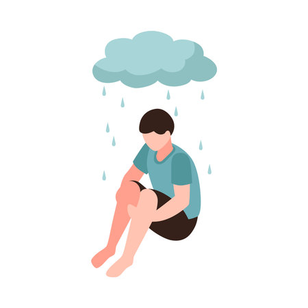 Depression Rainy Cloud Compositionのイラスト素材