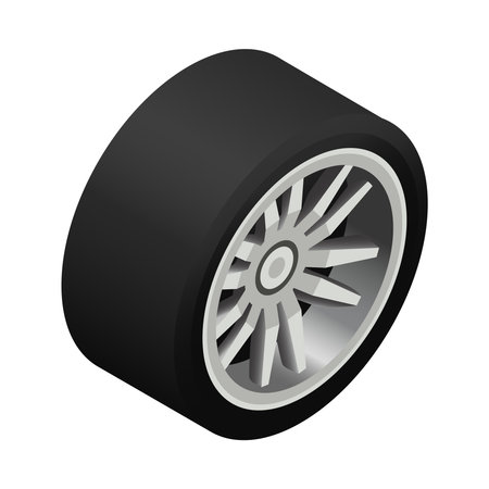 Car Wheel Isometric Compositionのイラスト素材