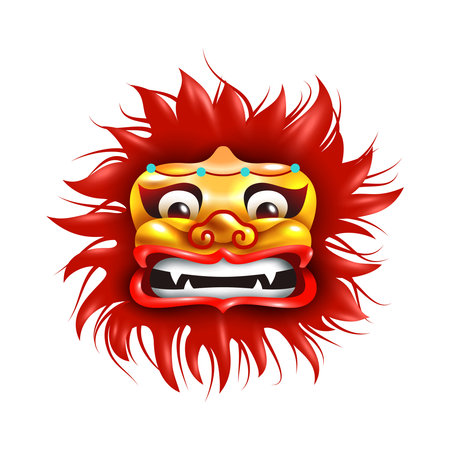 Chinese Lion Mask Compositionのイラスト素材