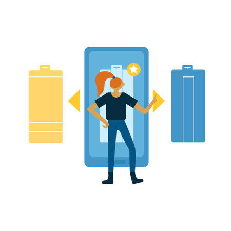 Girl Shopping Online Compositionのイラスト素材