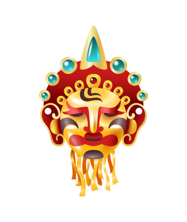 Chinese Spooky Mask Compositionのイラスト素材