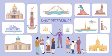 Saint Petersburg Flat Infographicsのイラスト素材