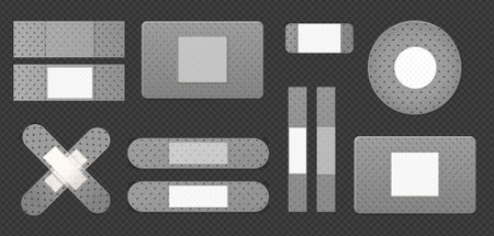 Medical Bandages Monochrome Setのイラスト素材