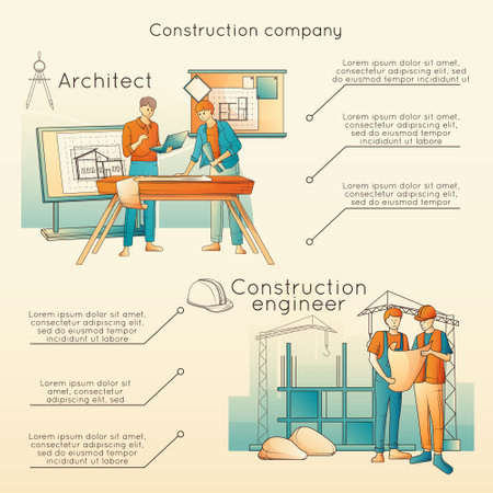 Architects Flat Infographicのイラスト素材