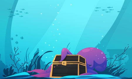 Underwater Cartoon Backgroundのイラスト素材