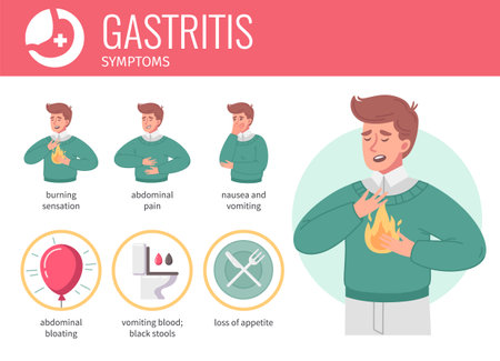 Gastritis Flat Setのイラスト素材