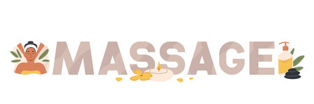 Massage Flat Text Compositionのイラスト素材