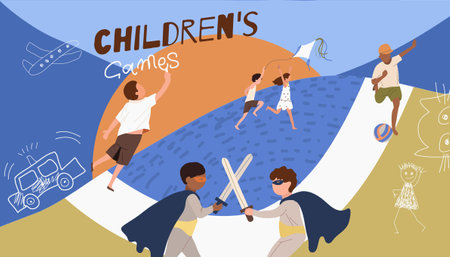 Playing Children Backgroundのイラスト素材