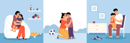 Parent Cuddles Square Compositionsのイラスト素材