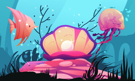 Underwater Cartoon Posterのイラスト素材