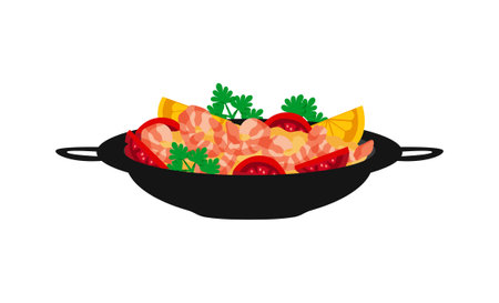 Paella Flat Illustrationのイラスト素材