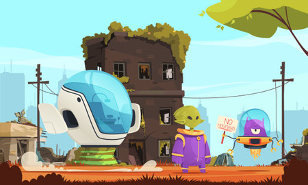 Alien Cartoon Backgroundのイラスト素材