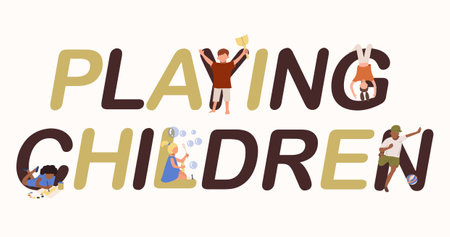 Playing Children Text Conceptのイラスト素材
