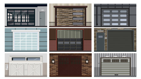 Garage Or Warehouse Doors Setのイラスト素材