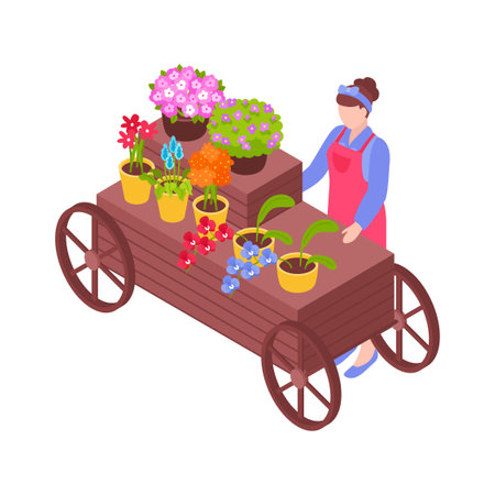Isometric Florist Stallのイラスト素材